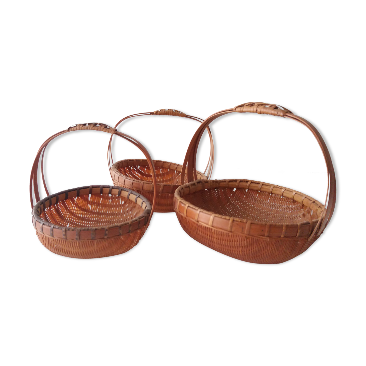 Set 3 baskets rattan 60