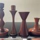 Set of 4 Scandinavian teak candlesticks