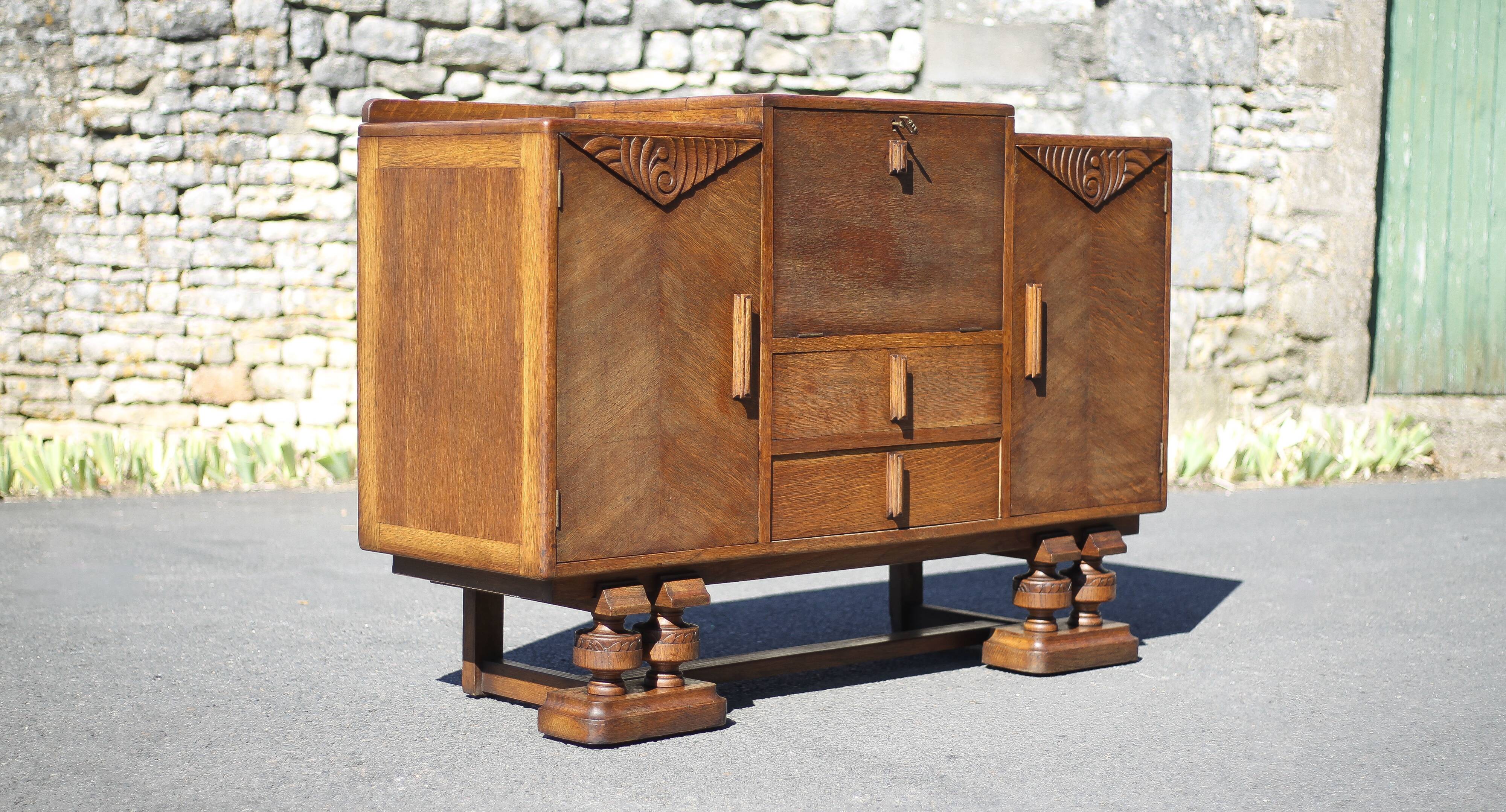 Art Deco sideboard, art deco wooden sideboard, wooden furniture, storage furniture