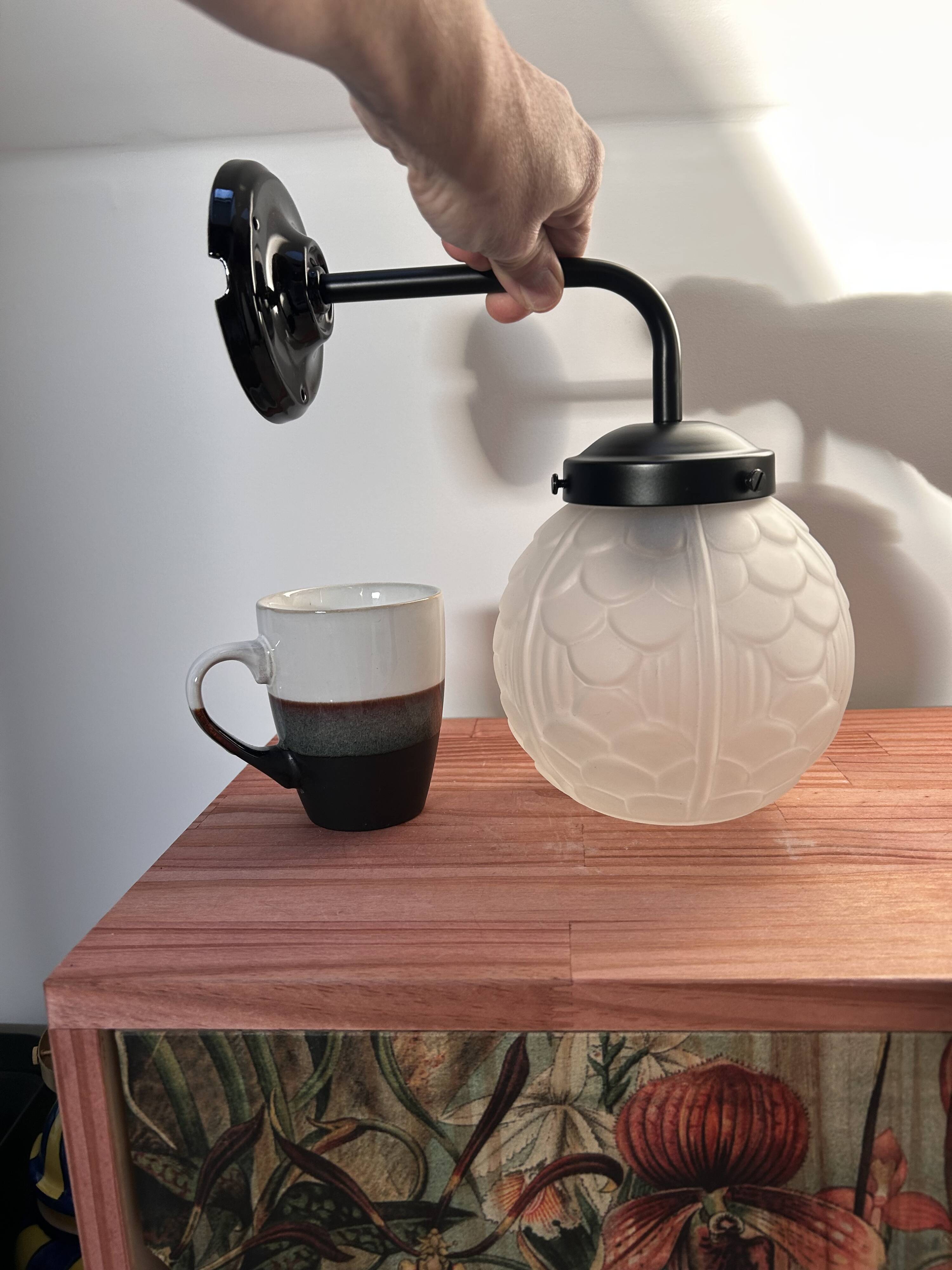 Black art deco wall light