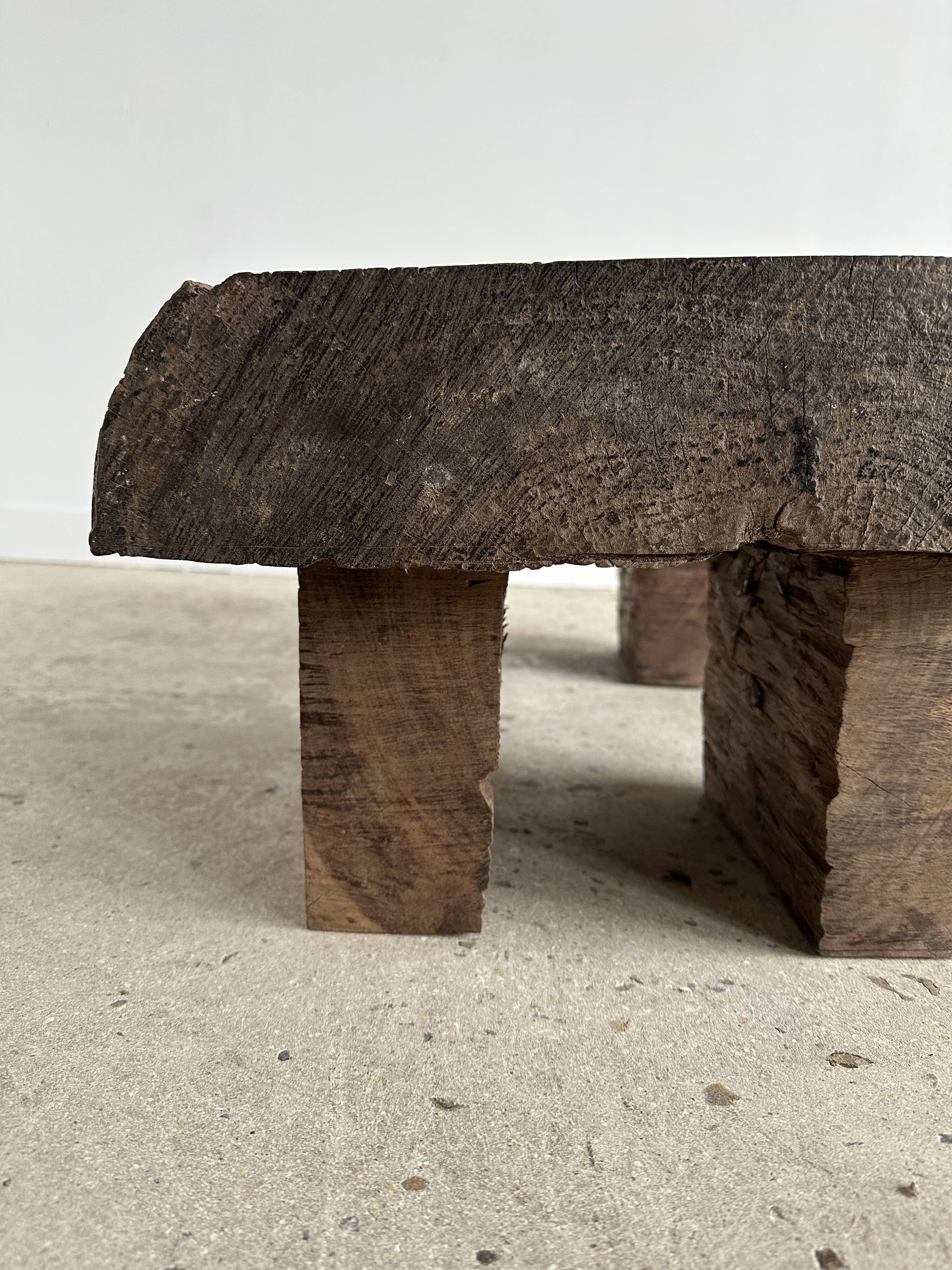 Asian solid wood quadripod brutalist coffee table H30 L81 l42