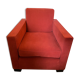 Vintage cubic armchair covered with red fabric