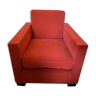 Fauteuil cubique vintage recouvert d'un tissus rouge