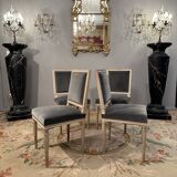 Suite of 4 lacquered chairs Louis XVI style nineteenth era