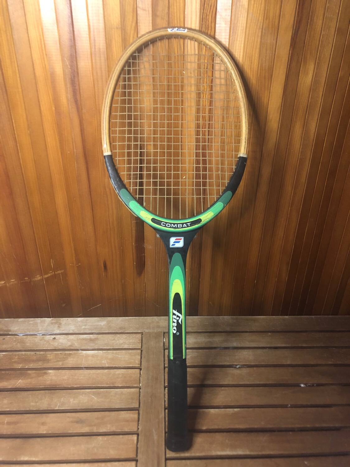 Old fino combat tennis racket vintage wood #a363