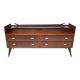 High-Quality Walnut Chest of Drawers with a Thick Glass Top, Italy