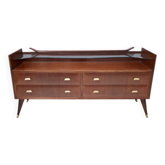 Commode en noyer et verre, Italie