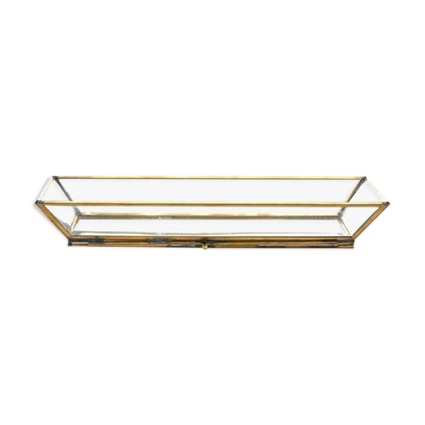Plateau déco à fond double en verre et laiton