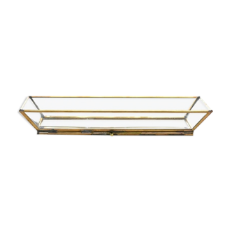 Double-bottomed glass and brass deco tray