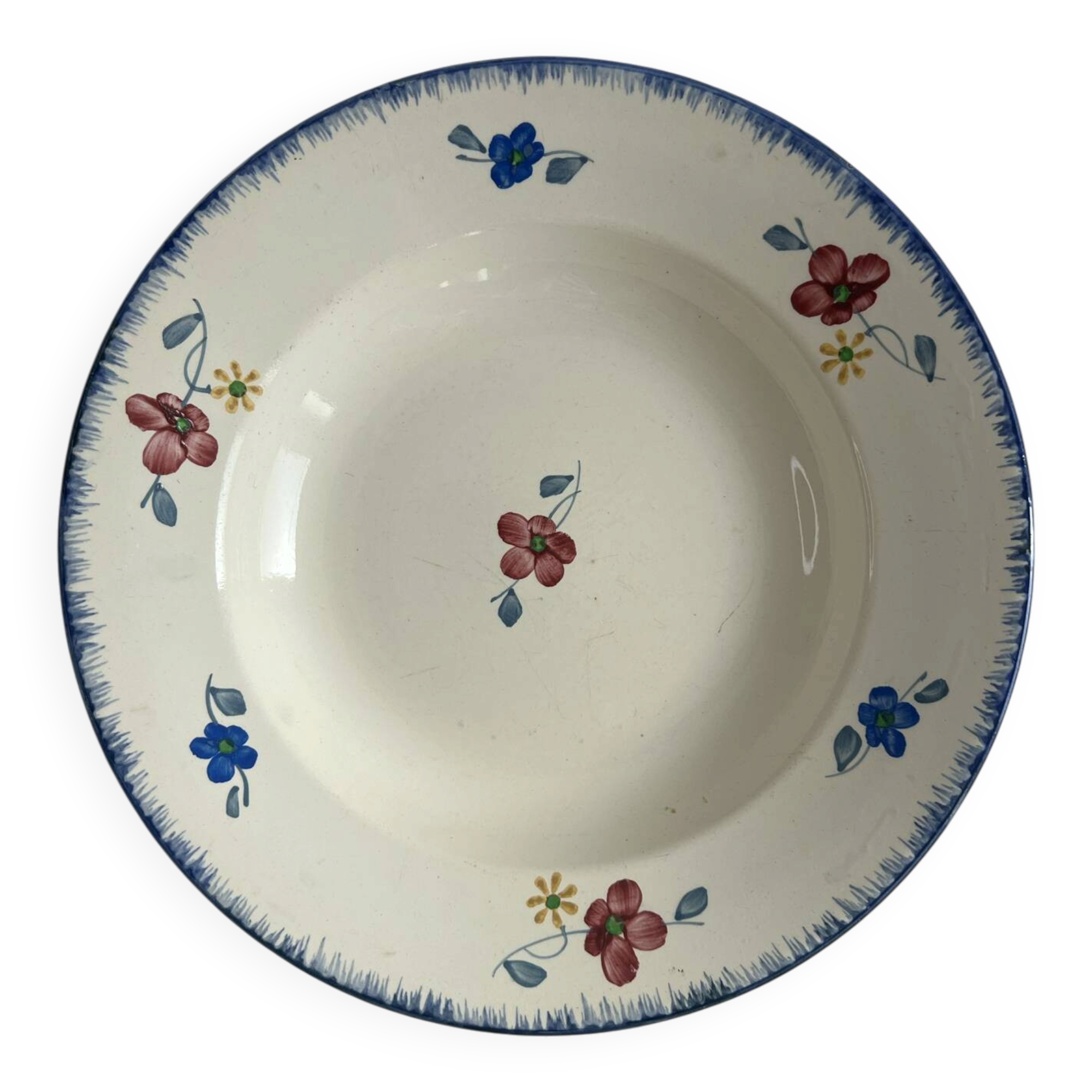 Mary-Lou hand-painted deep plate Digoin Sarreguemines