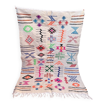 Tapis berbère en laine fait main – Kilim marocain bohème coloré