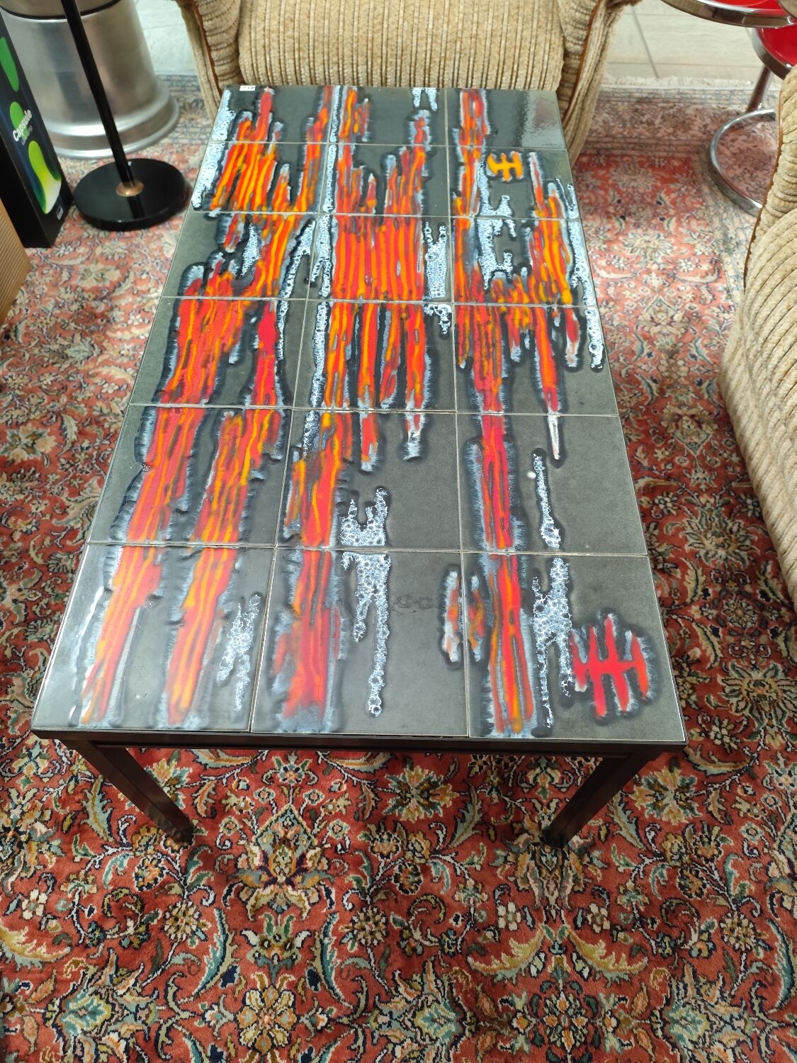 Vintage 1970s coffee table in Valauris style