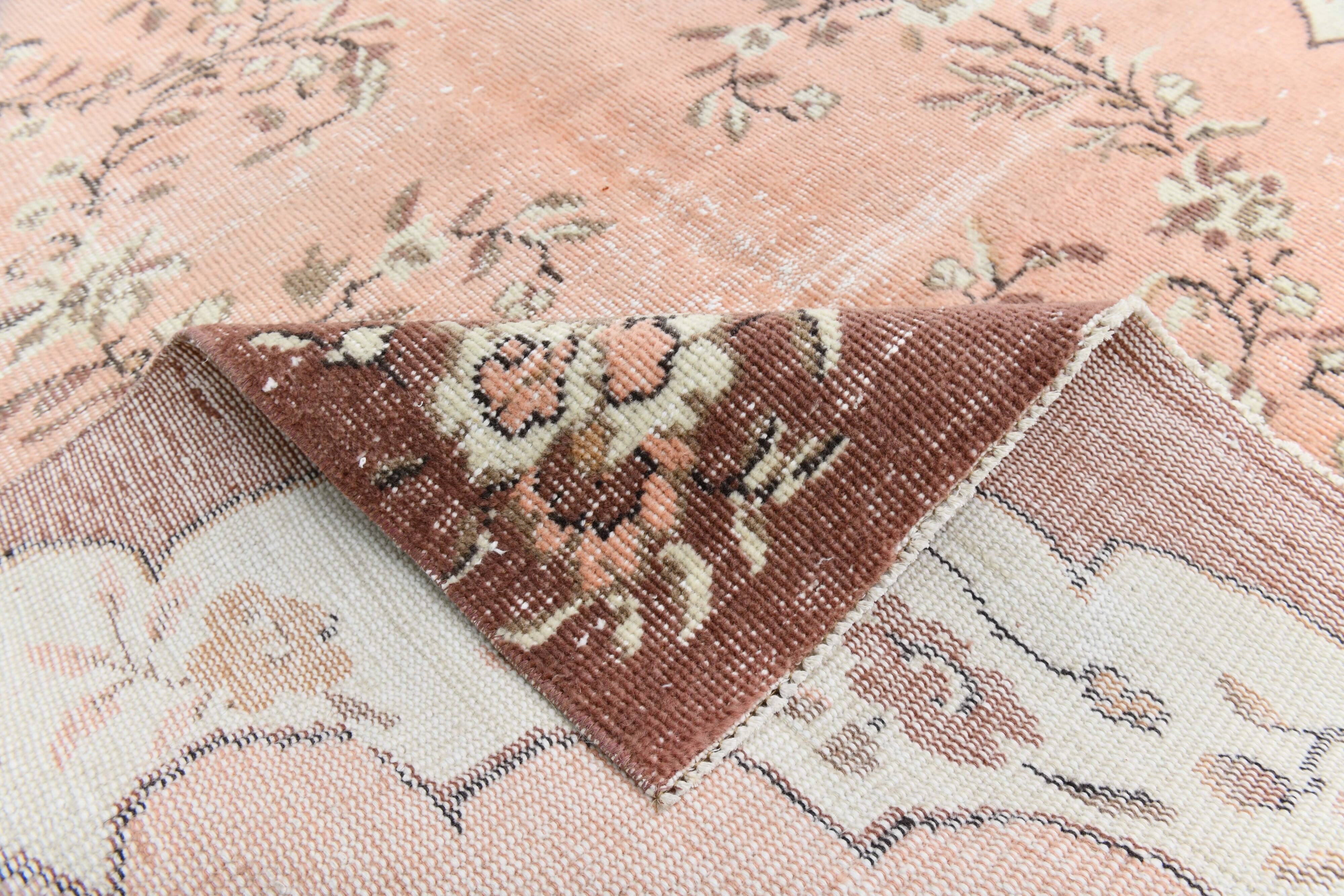 5x8 Peah Pink & Brown Floral Pattern Vintage Rug, 166x258Cm