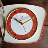 Vintage formica clock silent wall clock "Jaz white orange"