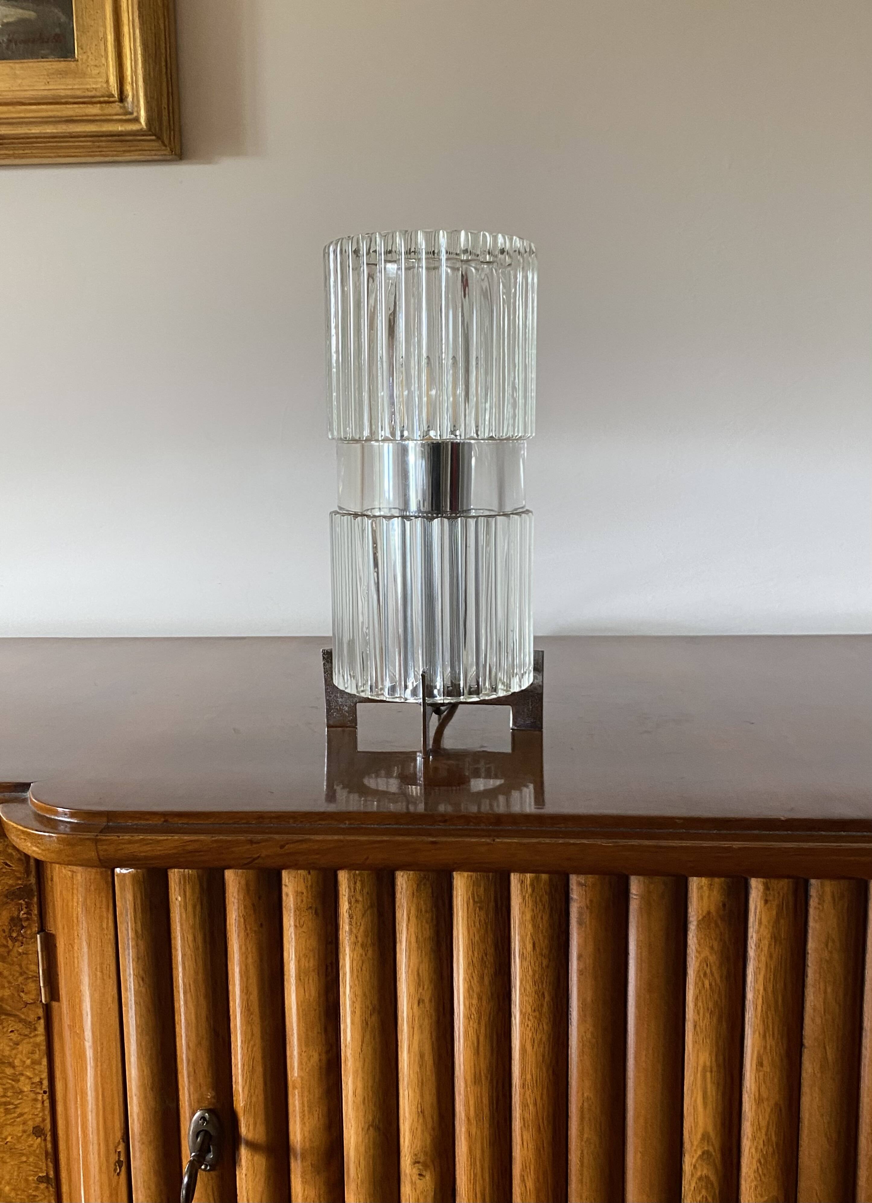 Glass table lamp, Fidenza Vetraria Italy 1970s