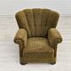 Années 1950, fauteuil relax vintage danois en tissu vert, état d’origine.