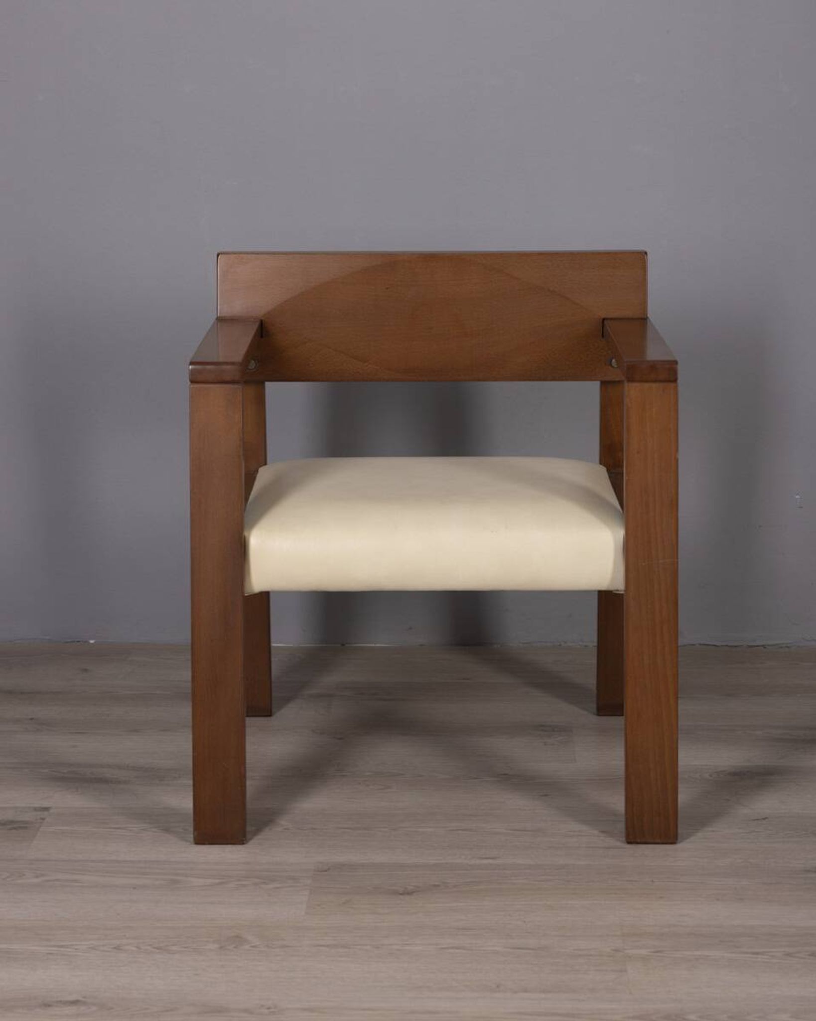 Vintage italian armchair in wood and leather, 1980s