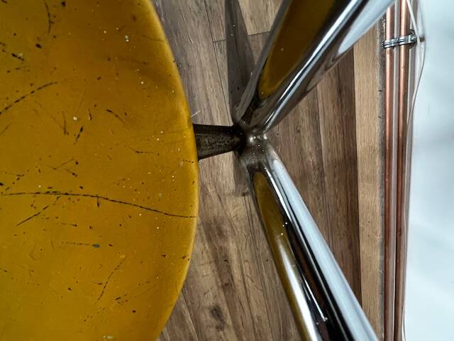 Yamakado chair, chrome and yellow skai