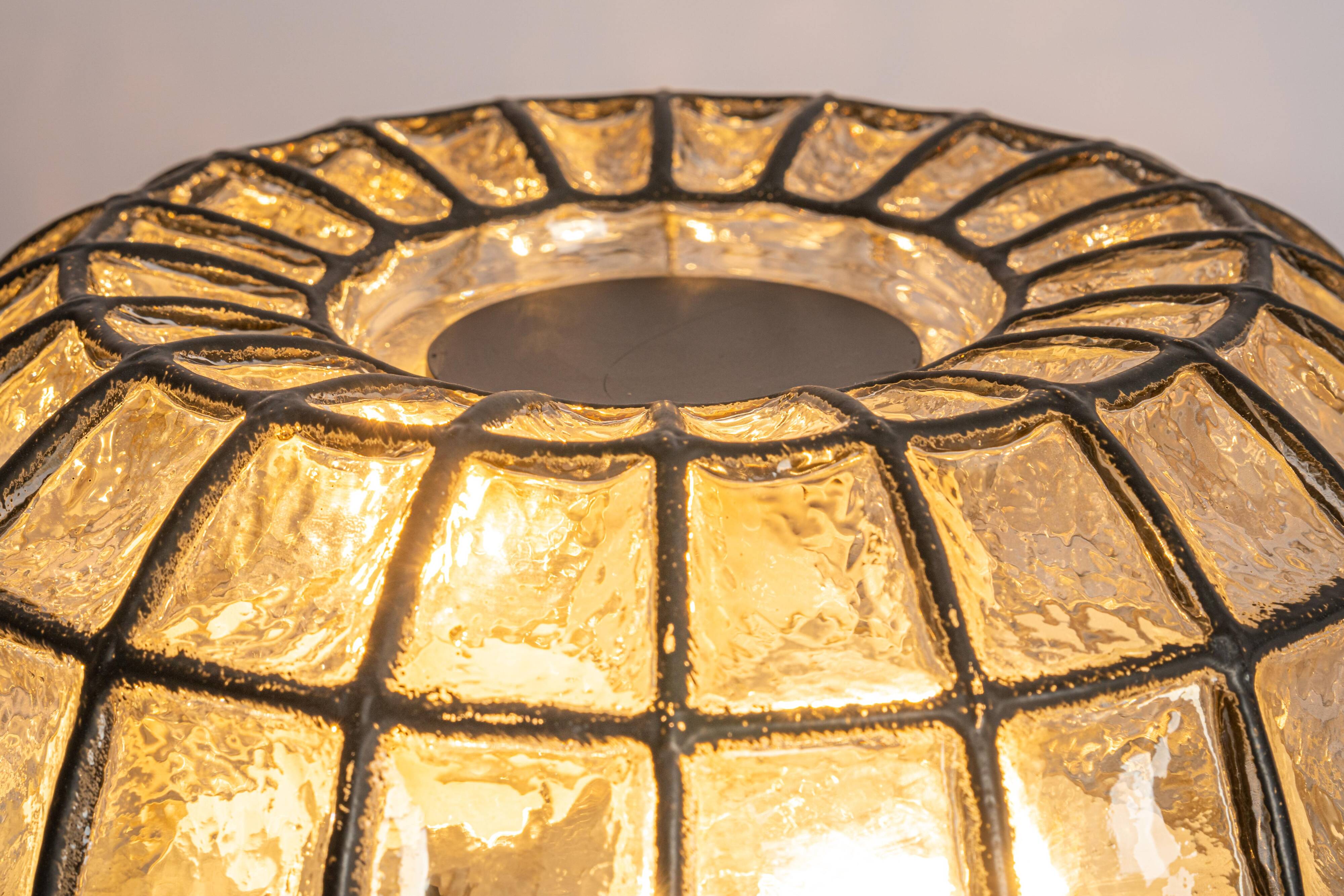 Ceiling lights in iron and clear glass by Limburg, Germany, 1960s.