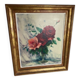 Oil on canvas, F Rembert, still life with roses