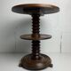 Brutalist Wood Turned Screw Press Side Table in the style of Dudouyt