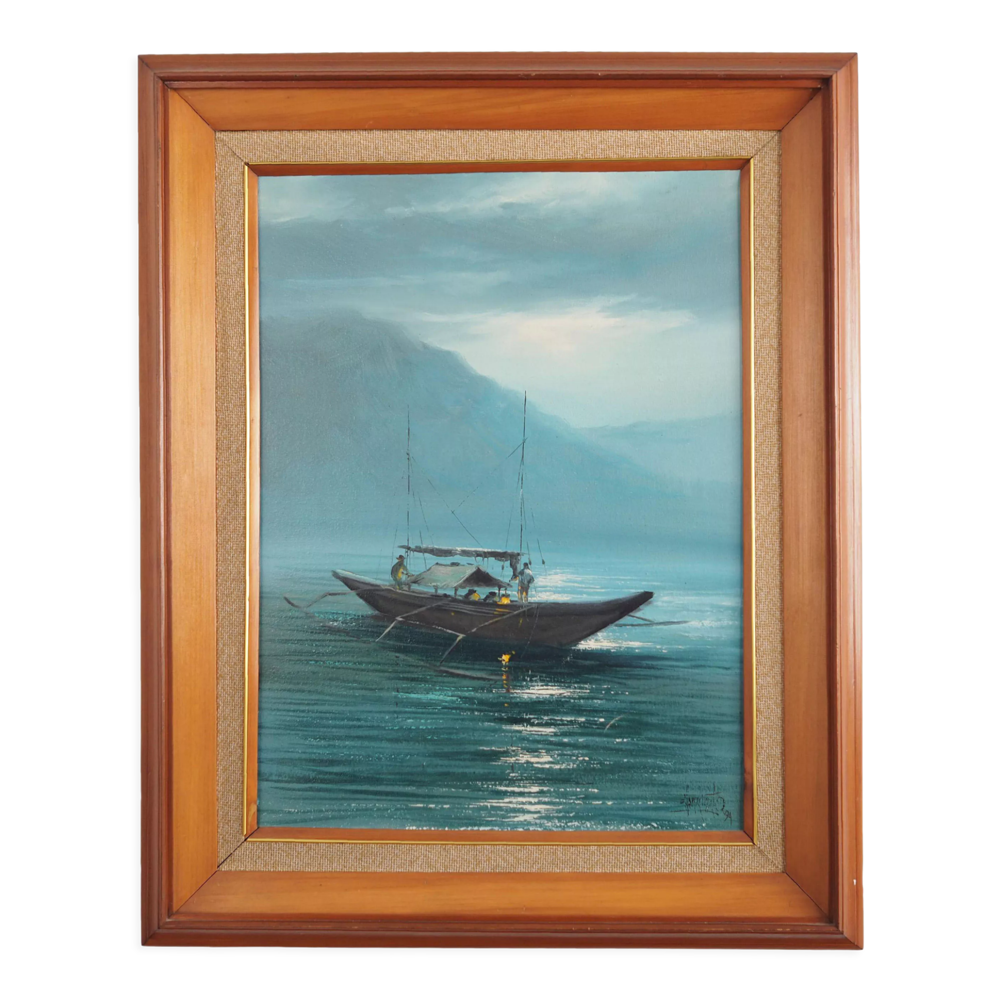 Painting „The Night Fishing”, Scandinavian design, 1970s