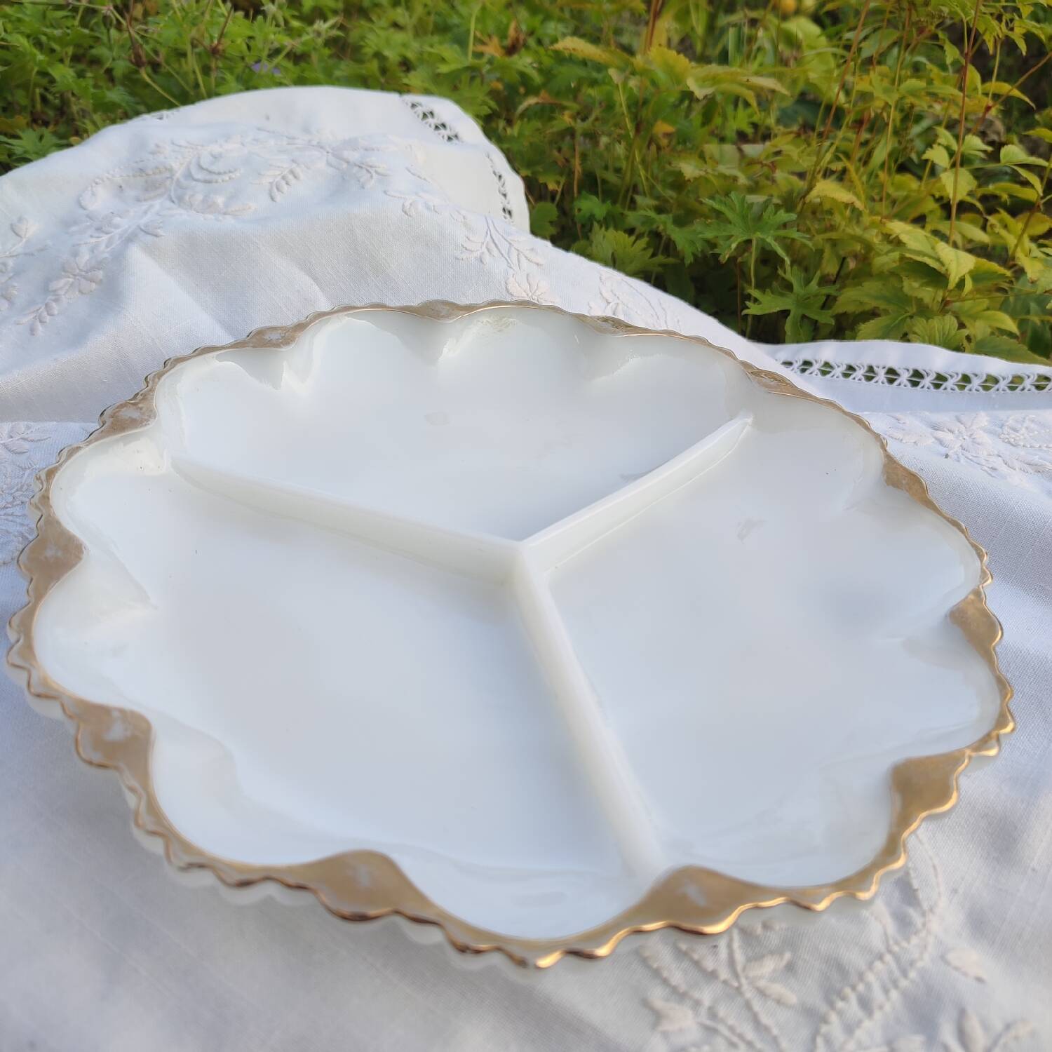 White opaline serving dish