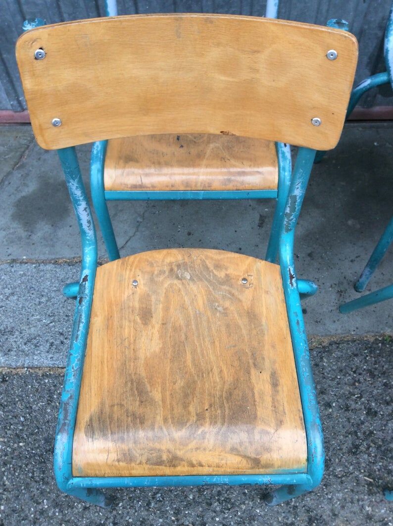 4 vintage school industrial chairs