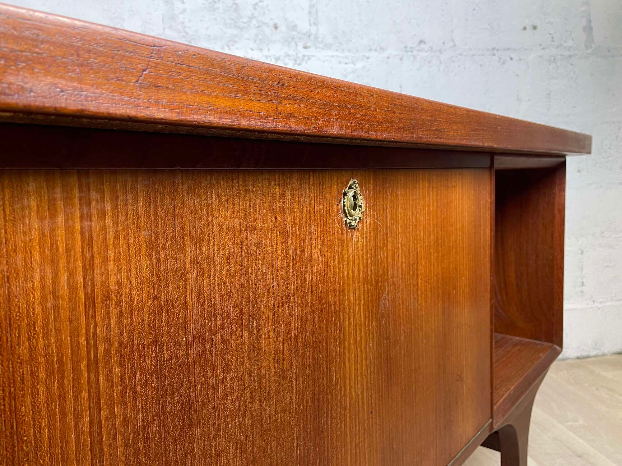 Scandinavian double-sided teak desk, 60s