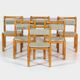 Set of six solid pine vintage mid century modern dining chairs by Danish Thorsø Møbelfabrik, 1960s