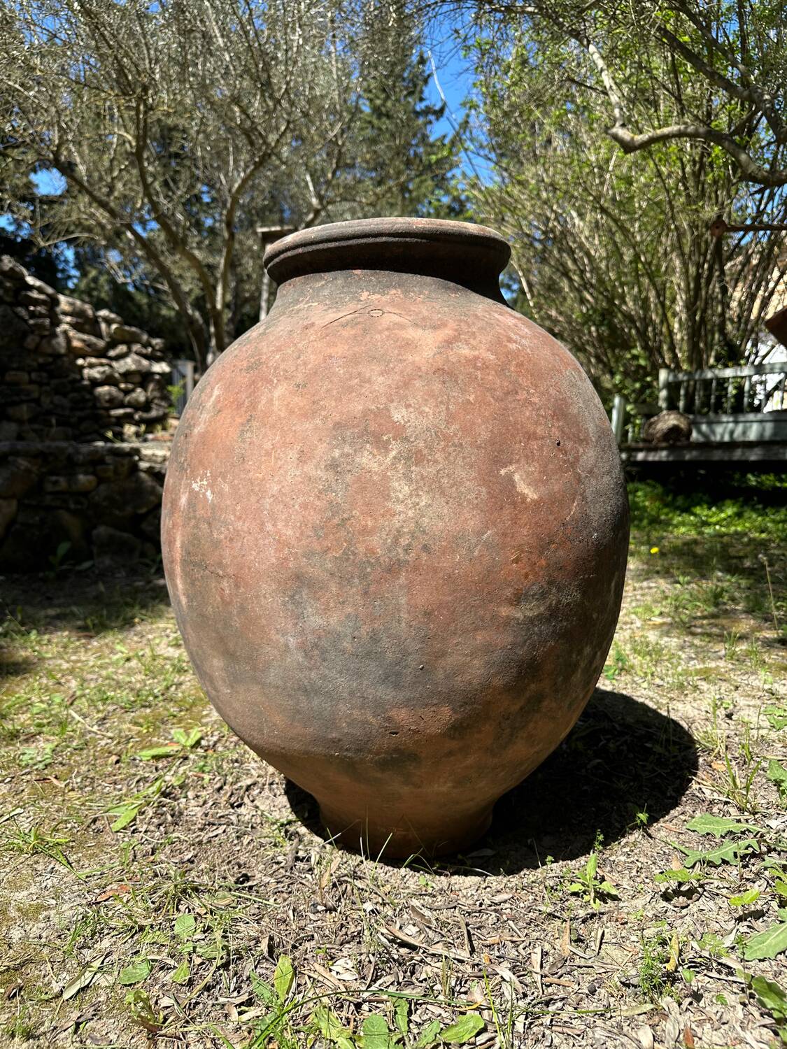 Ancient terracotta pottery jar from the 19th century.