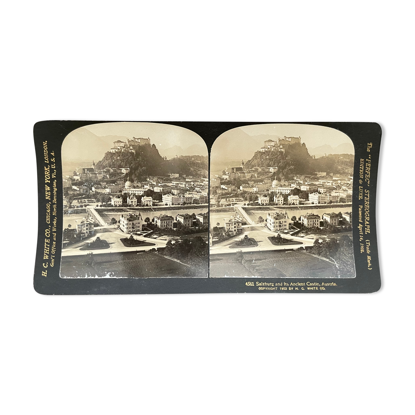 Old photography stereo, stereograph, luxury albumine 1903 Salzburg