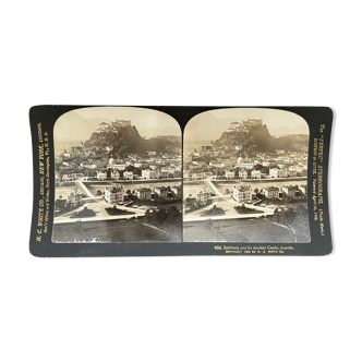 Old photography stereo, stereograph, luxury albumine 1903 Salzburg