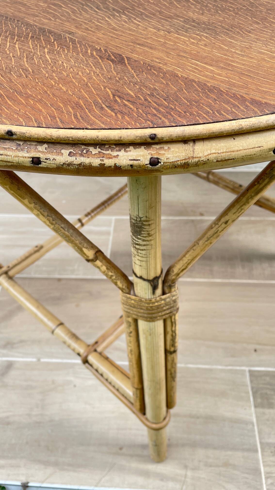 VINTAGE Low Table in Oak and Rattan