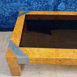 Italian burl coffee table after Willy Rizzo for Mario Sabot