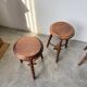 Set of 4 turned oak stools.