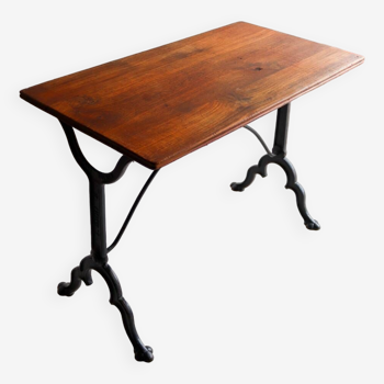 Antique bistro table in wood and cast iron E Ringuet