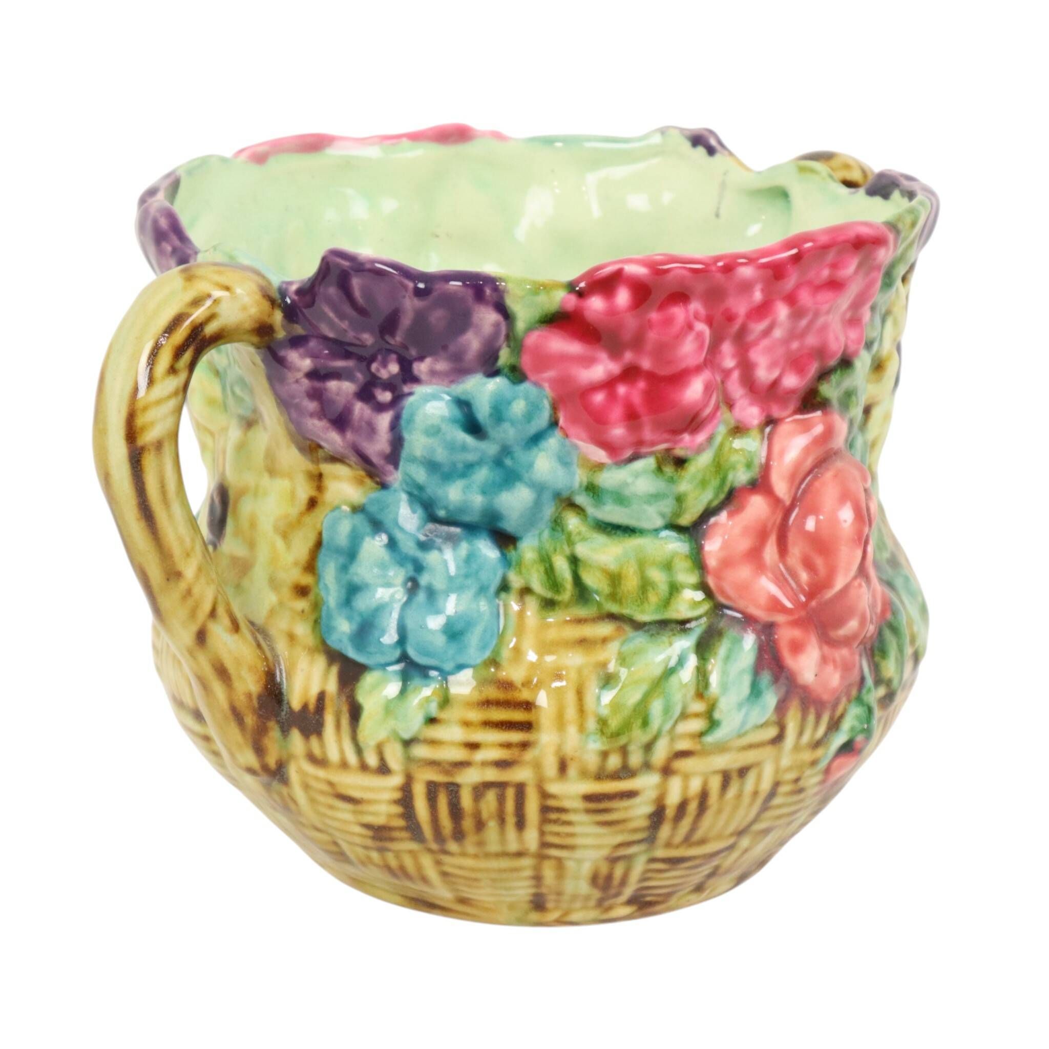 Colorful Art Nouveau Majolica Flowerpot / Cache-pot France