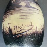 Multi-layer glass vase with acid engraved decoration
