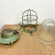 Green Industrial Soviet Bunker Pendant Light with Iron Grid, 1960s
