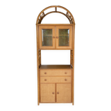 Meuble vaisselier bois et rotin