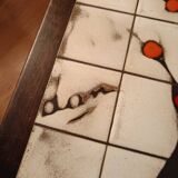 Ceramic and wood coffee table signed dan vallauris 1950/1960