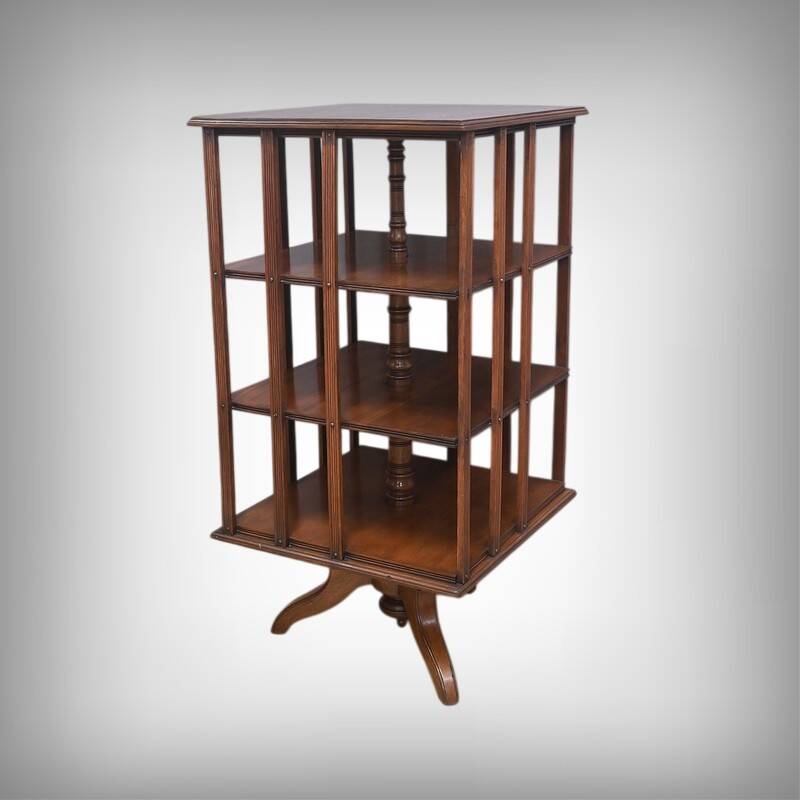 Large Revolving Bookcase in Solid Mahogany – Late 19th Century