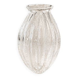 Petit vase en verre givré