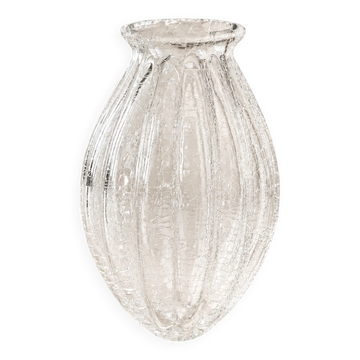 Petit vase en verre givré craquelé