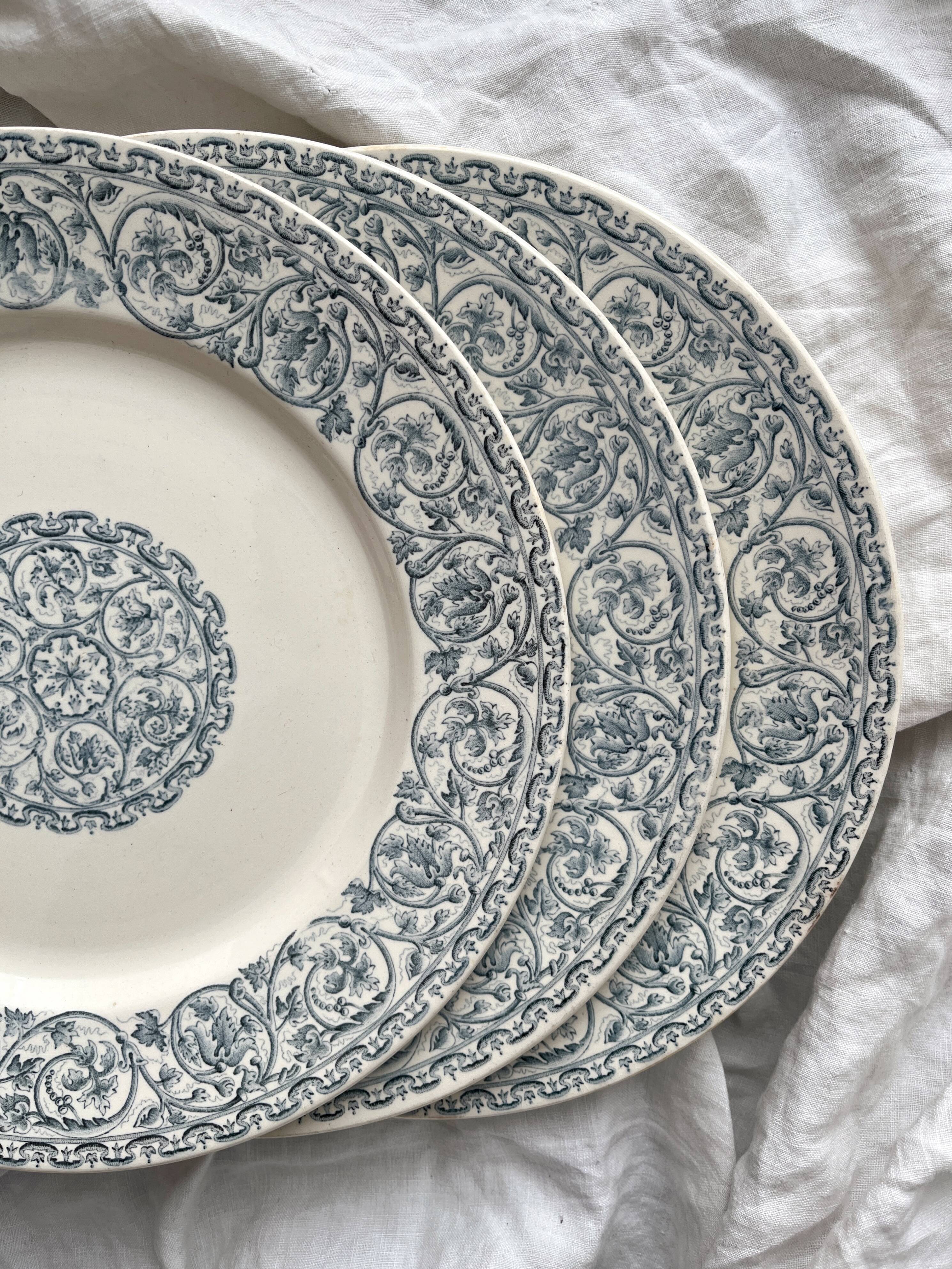 3 ironstone "Renaissance" plates from Creil and Montereau