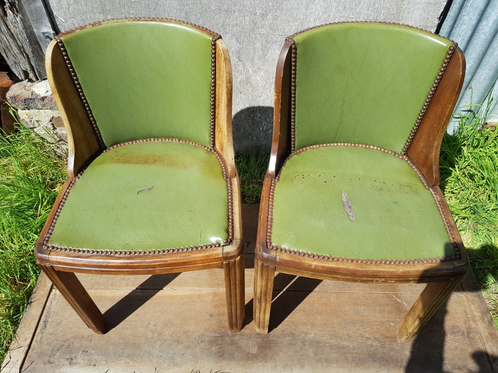 Pair old chairs wood