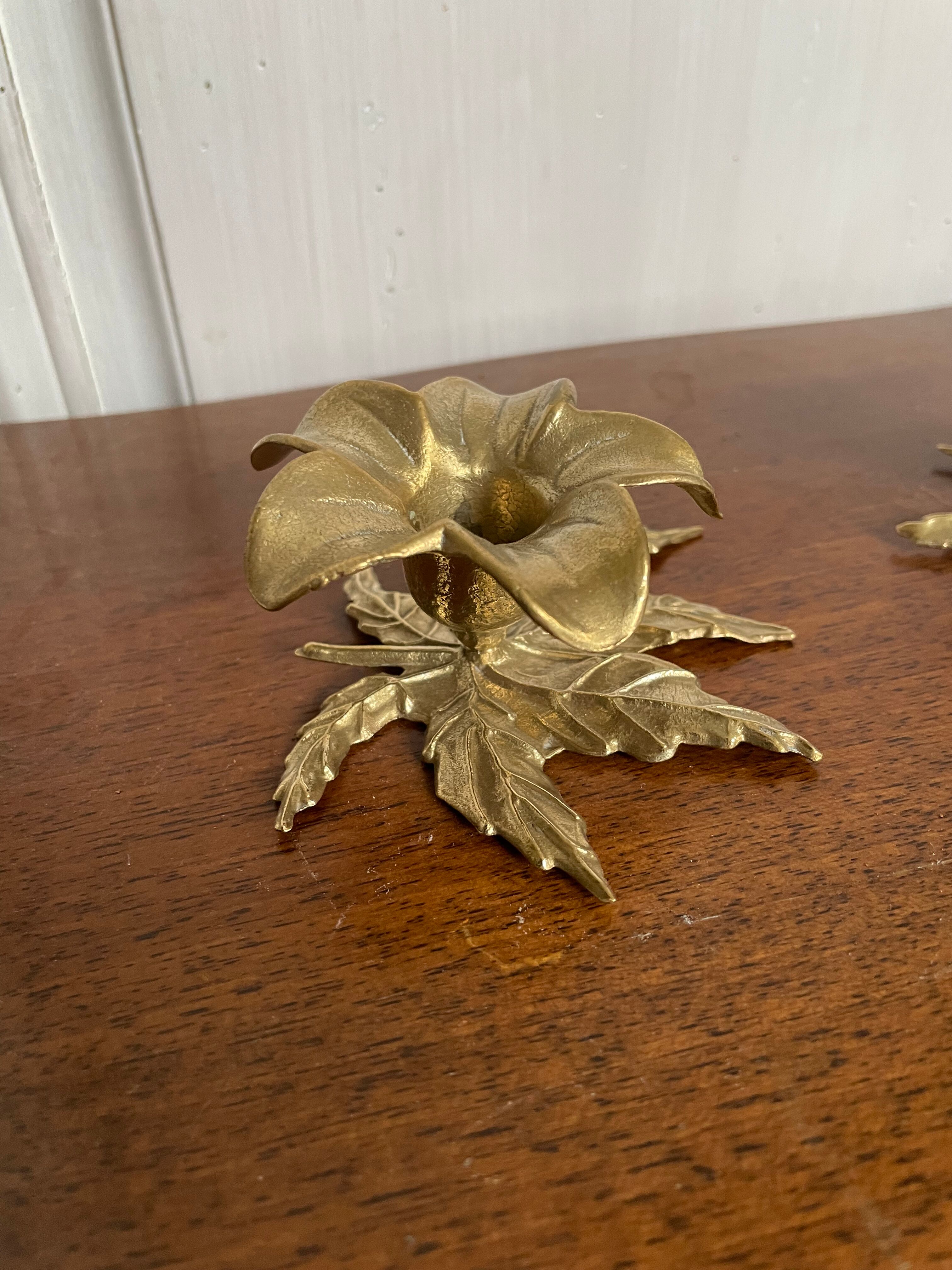 Pair of vintage brass candle holders