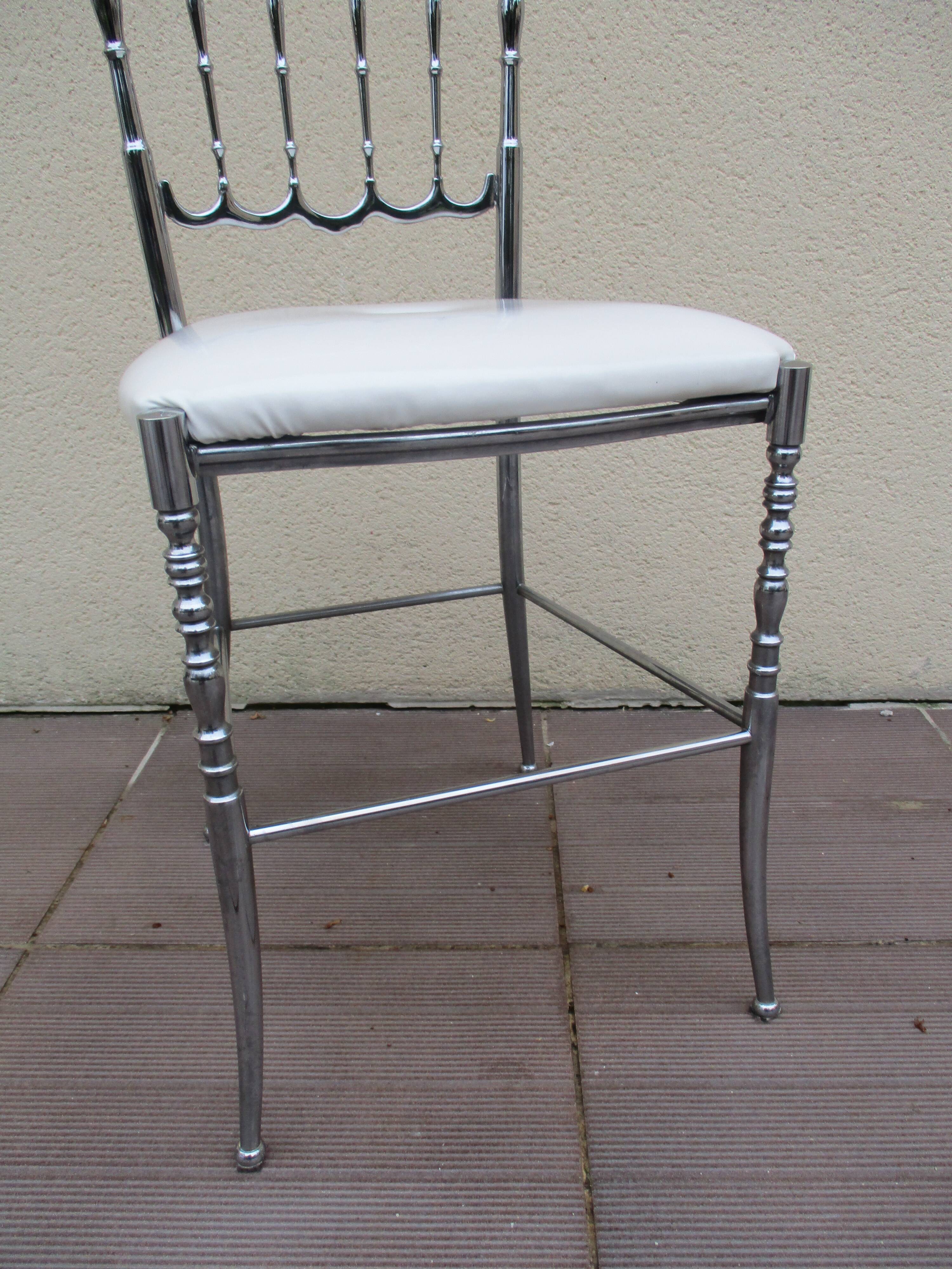 Vintage metal chrome silver chiavari napoleon year 50 italy design chair