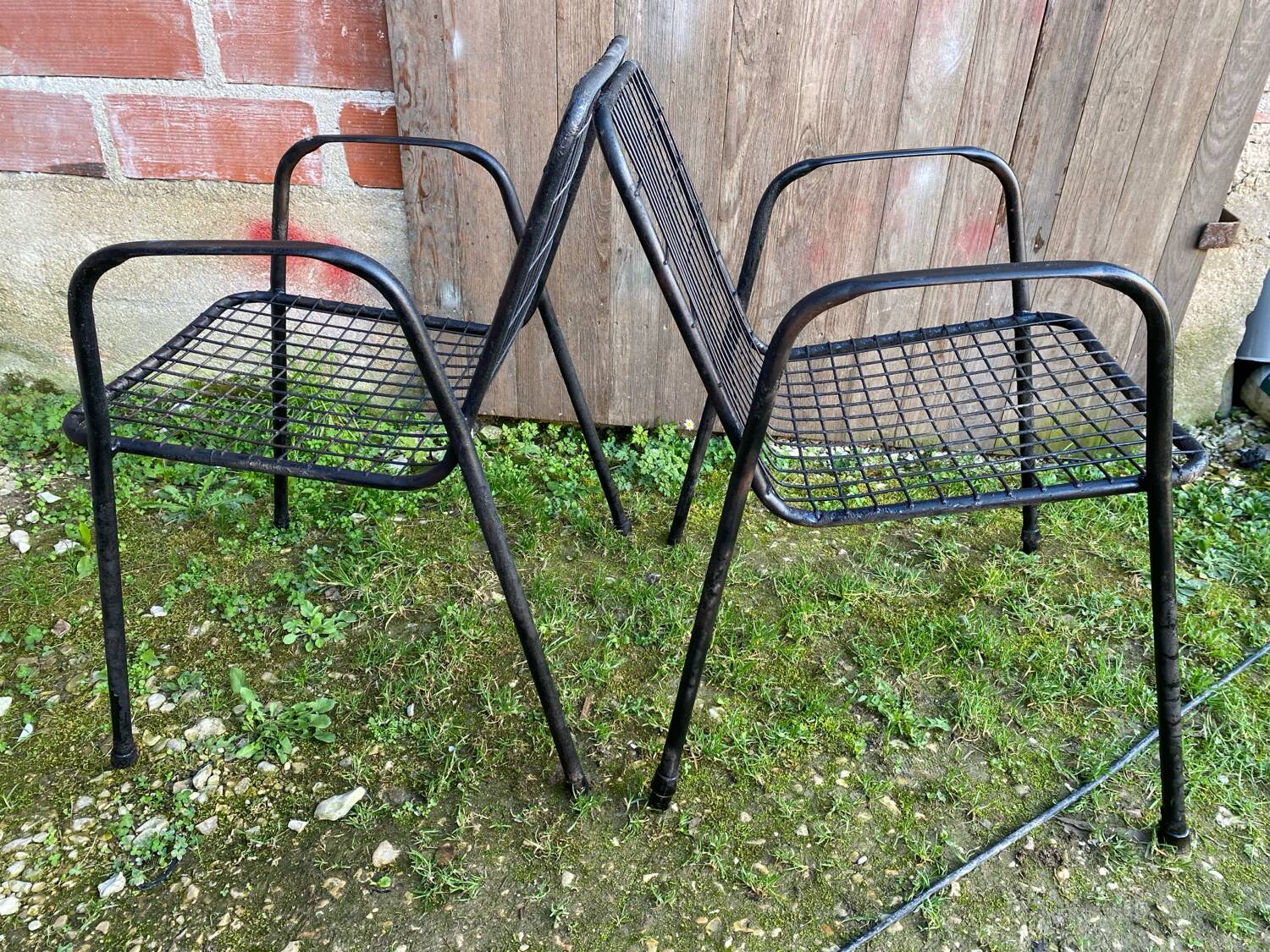 Pair of Antique EMU RIO Armchairs in Black Metal Vintage
